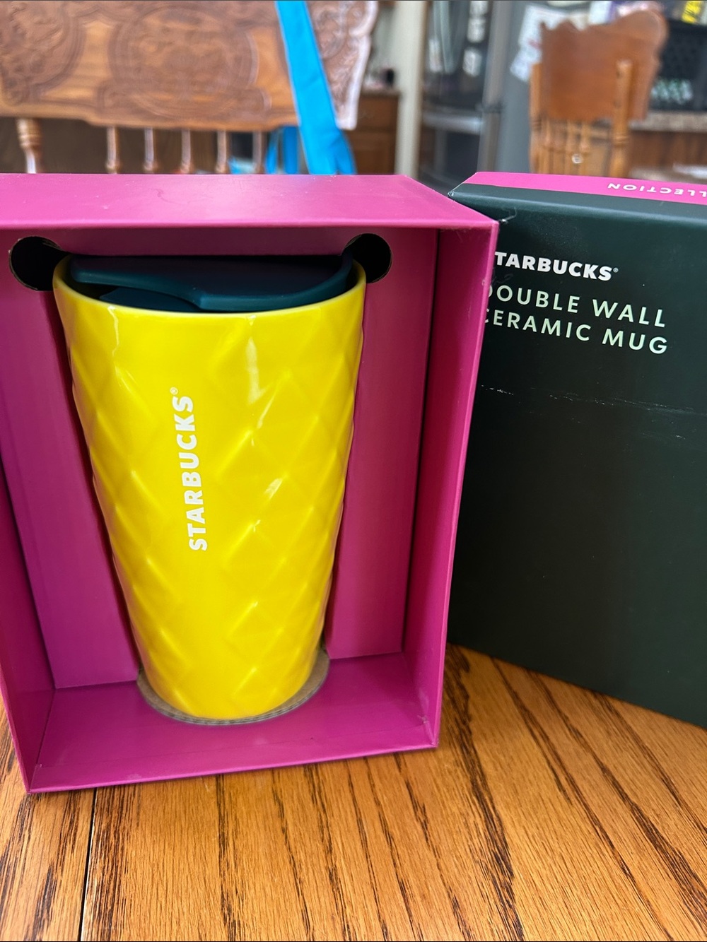 Starbucks Bright Yellow Pineapple Hawaii Double Wall Ceramic Tumbler NEW